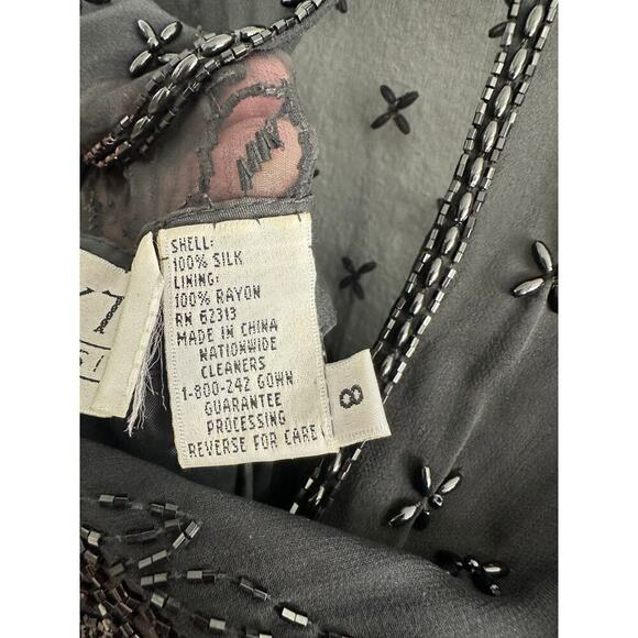 Vintage Black Tie Oleg Cassini black beaded classic timeless cocktail dress sz 8 - Picture 14 of 16